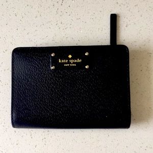 Kate Spade medium soft black leather bifold wallet